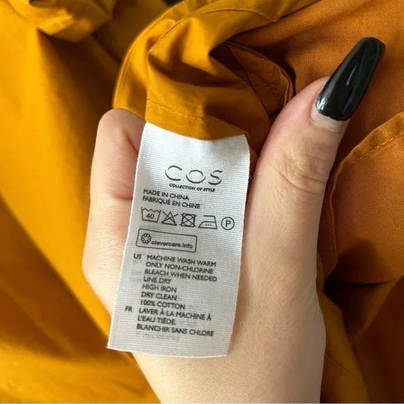 [2] NWT COS Golden Mustard Yellow Lightweight A-line Shift Dress 100% Cotton - Picture 11 of 13